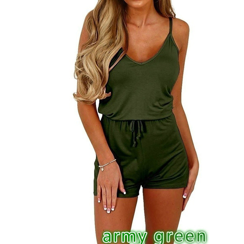 Sleeveless Lace-Up Shorts Women Casual Jumpsuit – Lässig & Stilvoll